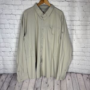 Mountain Hardwear Men's Fishing Vented Long Sleeve Shirt XXL Tan Wick Q